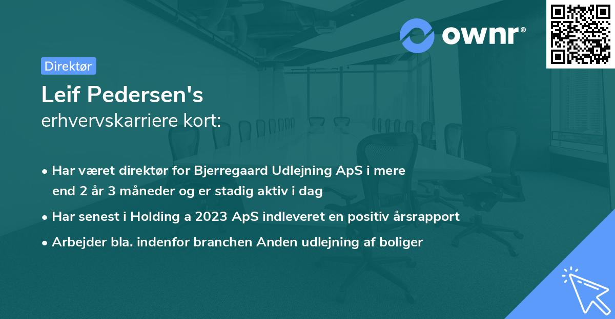 Leif Pedersen's erhvervskarriere kort