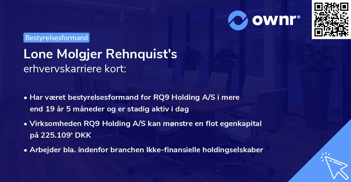 Lone Molgjer Rehnquist's erhvervskarriere kort