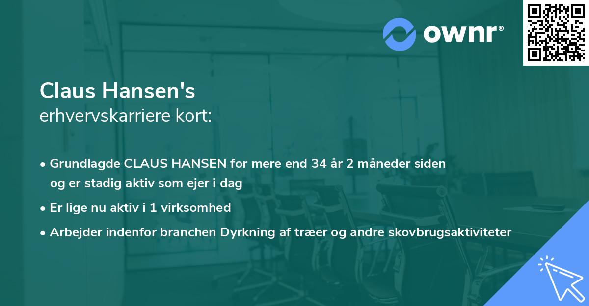 Claus Hansen's erhvervskarriere kort