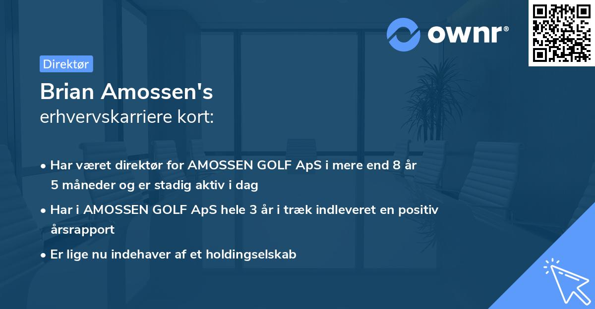 Brian Amossen's erhvervskarriere kort