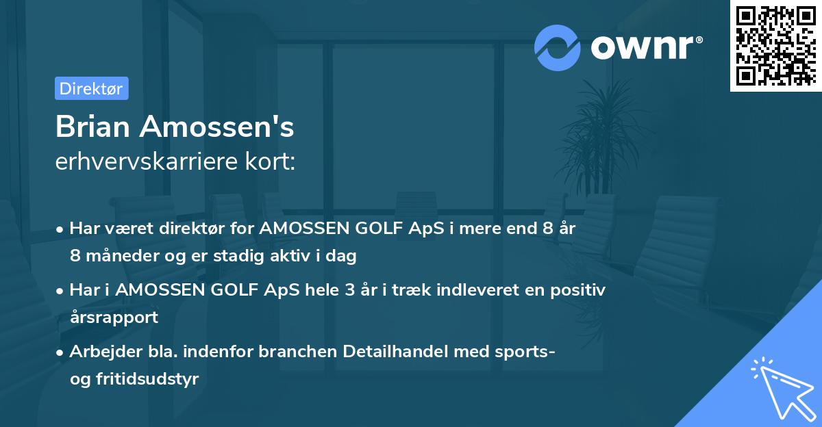 Brian Amossen's erhvervskarriere kort