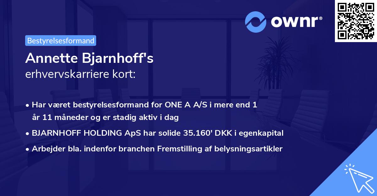 Annette Bjarnhoff's erhvervskarriere kort