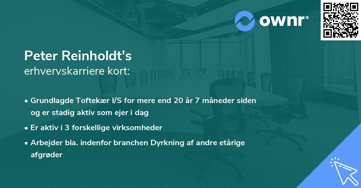 Peter Reinholdt's erhvervskarriere kort
