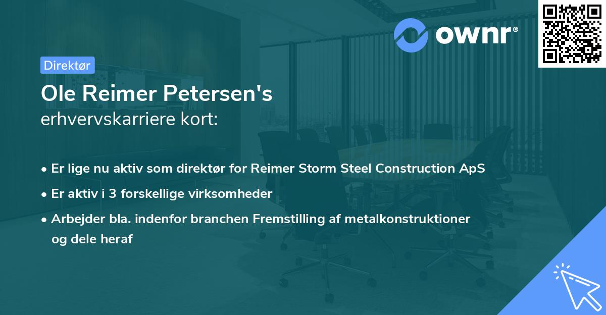 Ole Reimer Petersen's erhvervskarriere kort