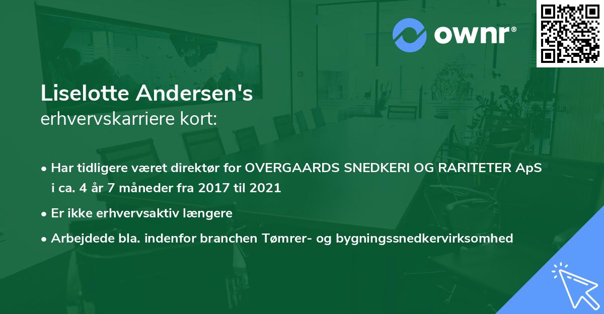 Liselotte Andersen's erhvervskarriere kort