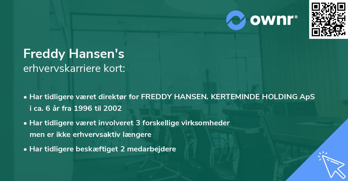 Freddy Hansen's erhvervskarriere kort