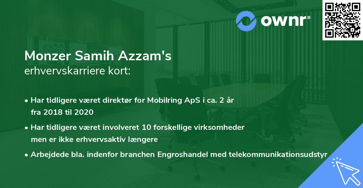 Monzer Samih Azzam's erhvervskarriere kort