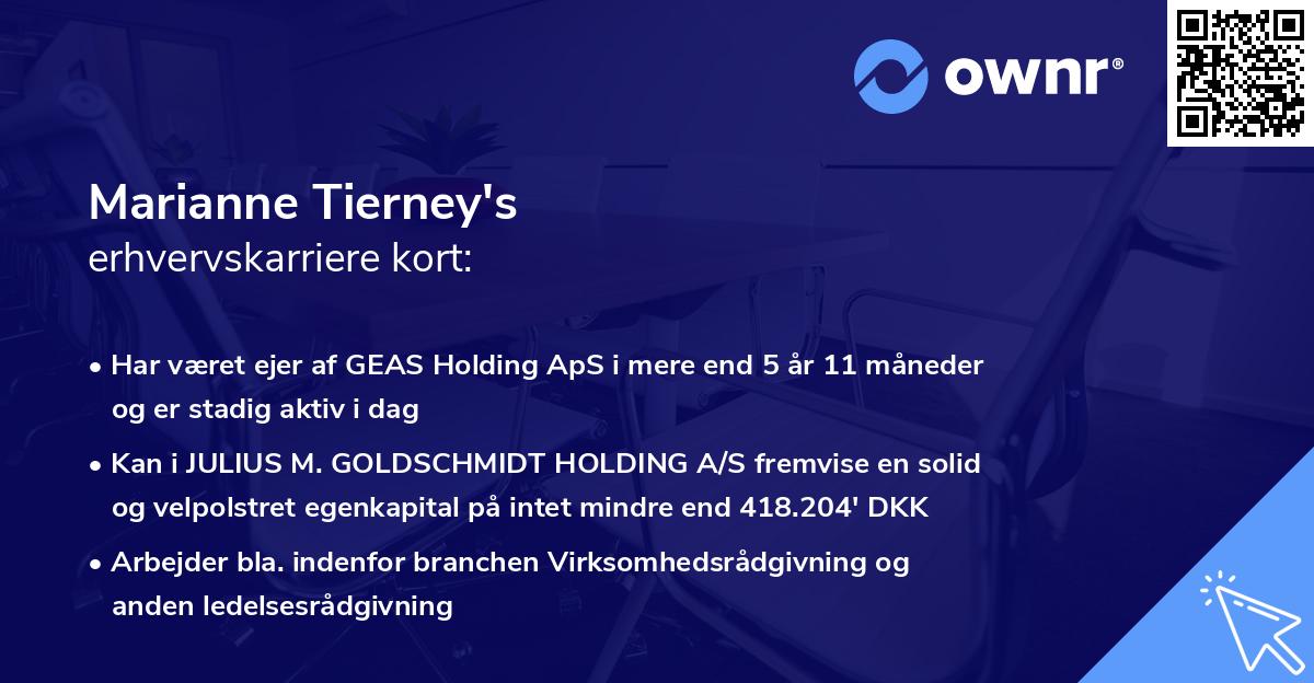 Marianne Tierney's erhvervskarriere kort