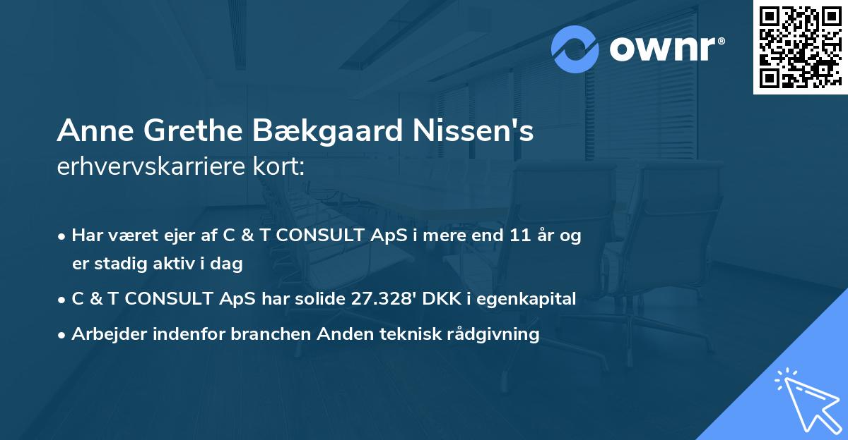 Anne Grethe Bækgaard Nissen's erhvervskarriere kort