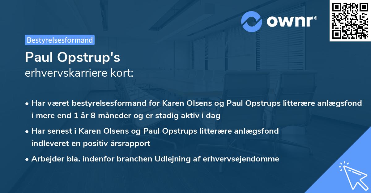 Paul Opstrup's erhvervskarriere kort