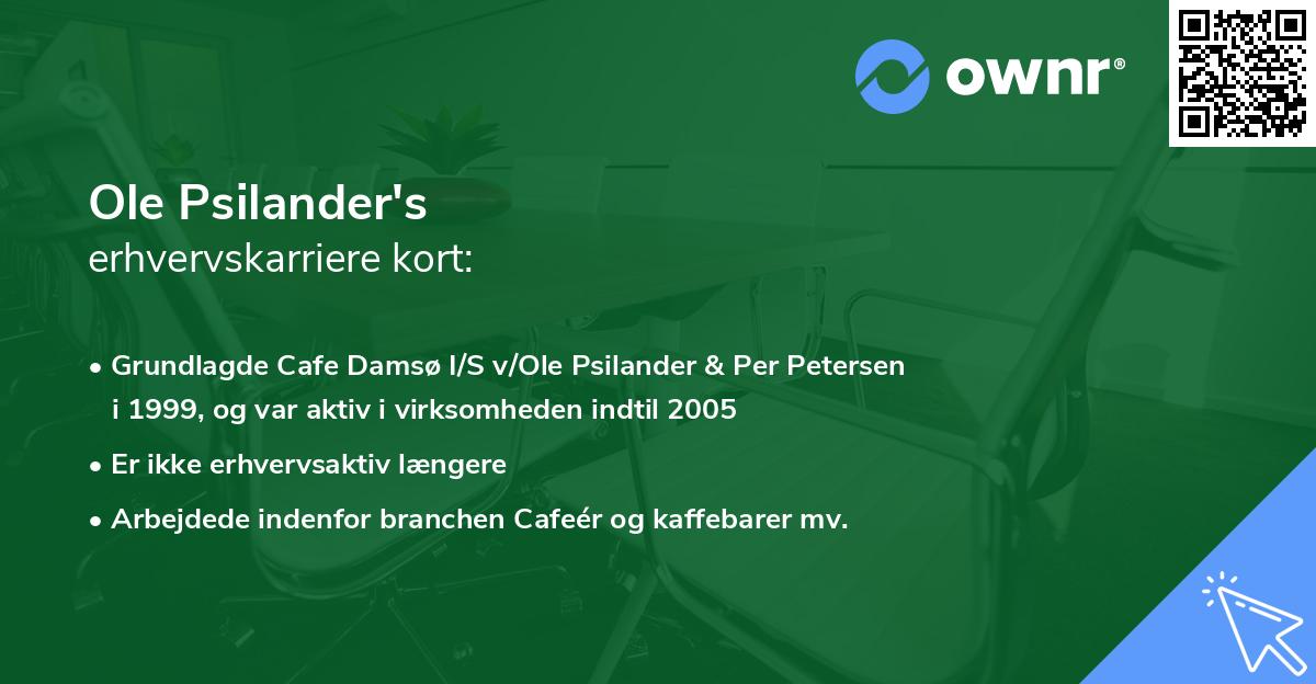 Ole Psilander's erhvervskarriere kort