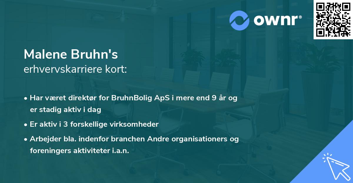 Malene Bruhn's erhvervskarriere kort