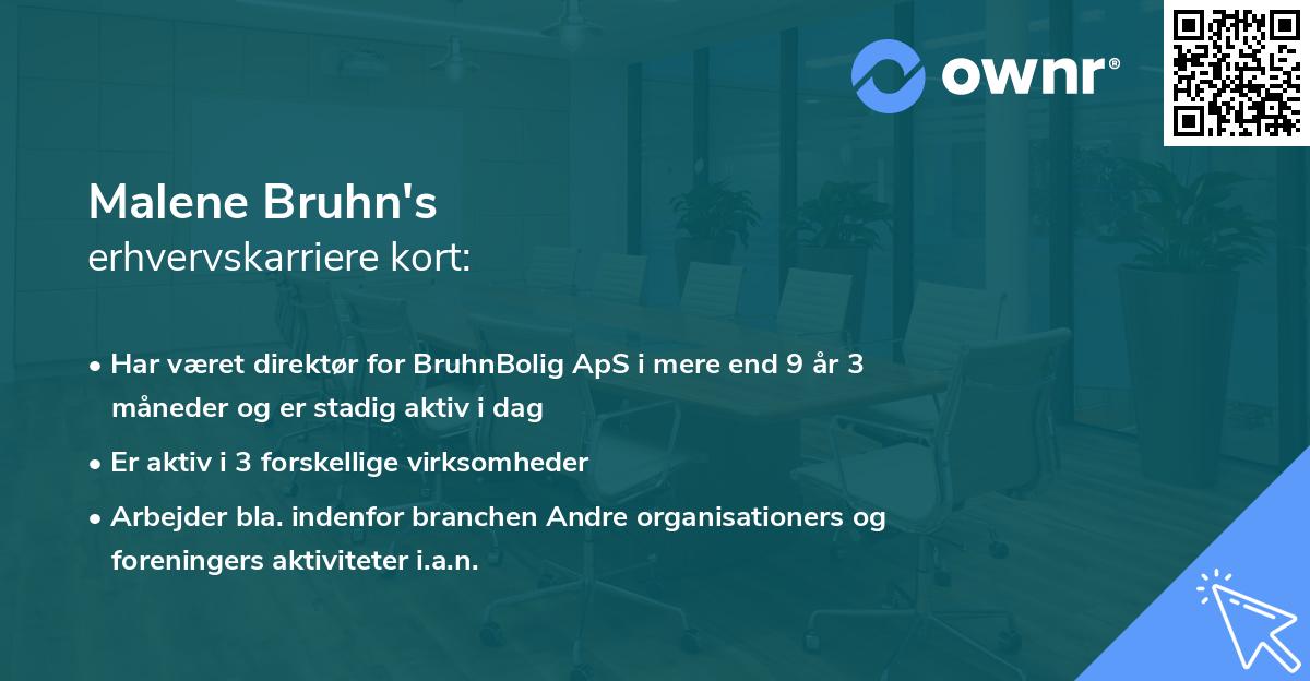 Malene Bruhn's erhvervskarriere kort