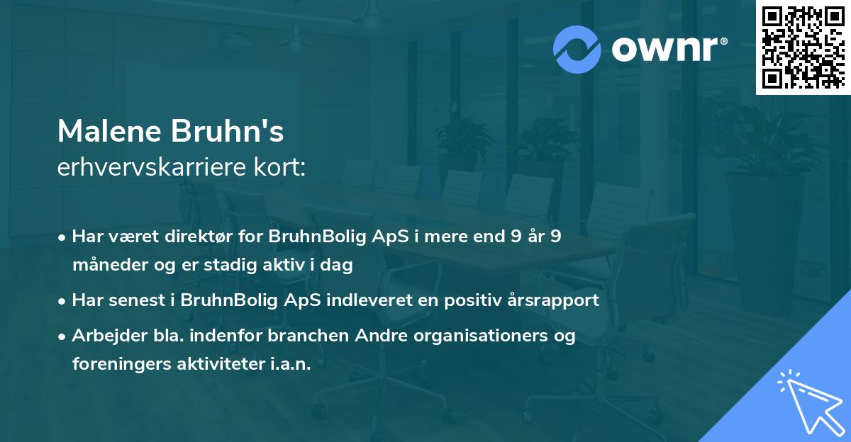 Malene Bruhn's erhvervskarriere kort