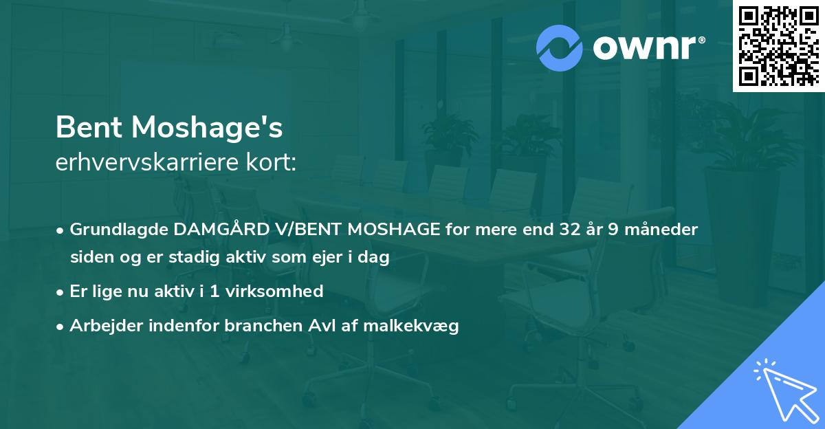 Bent Moshage's erhvervskarriere kort