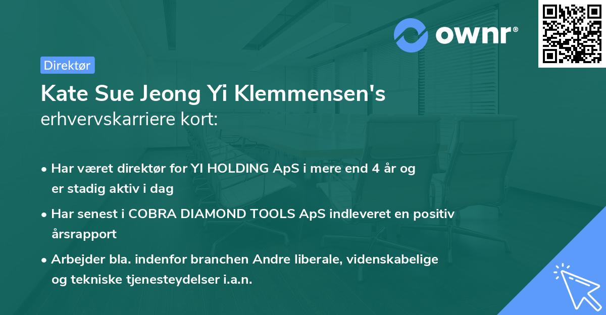 Kate Sue Jeong Yi Klemmensen's erhvervskarriere kort