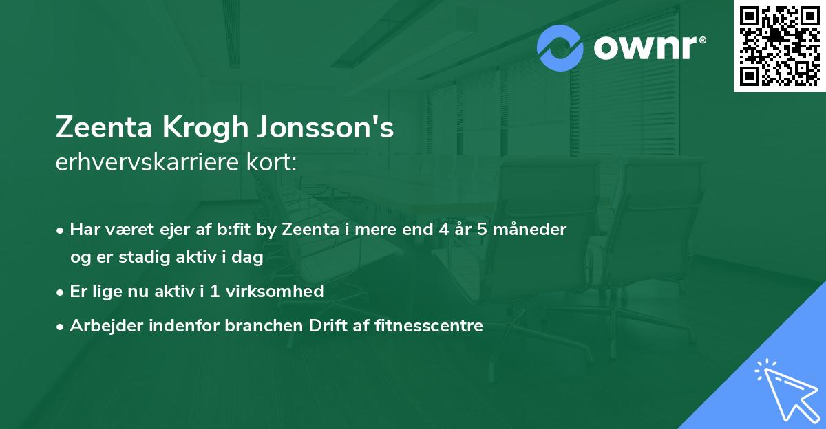 Zeenta Krogh Jonsson's erhvervskarriere kort