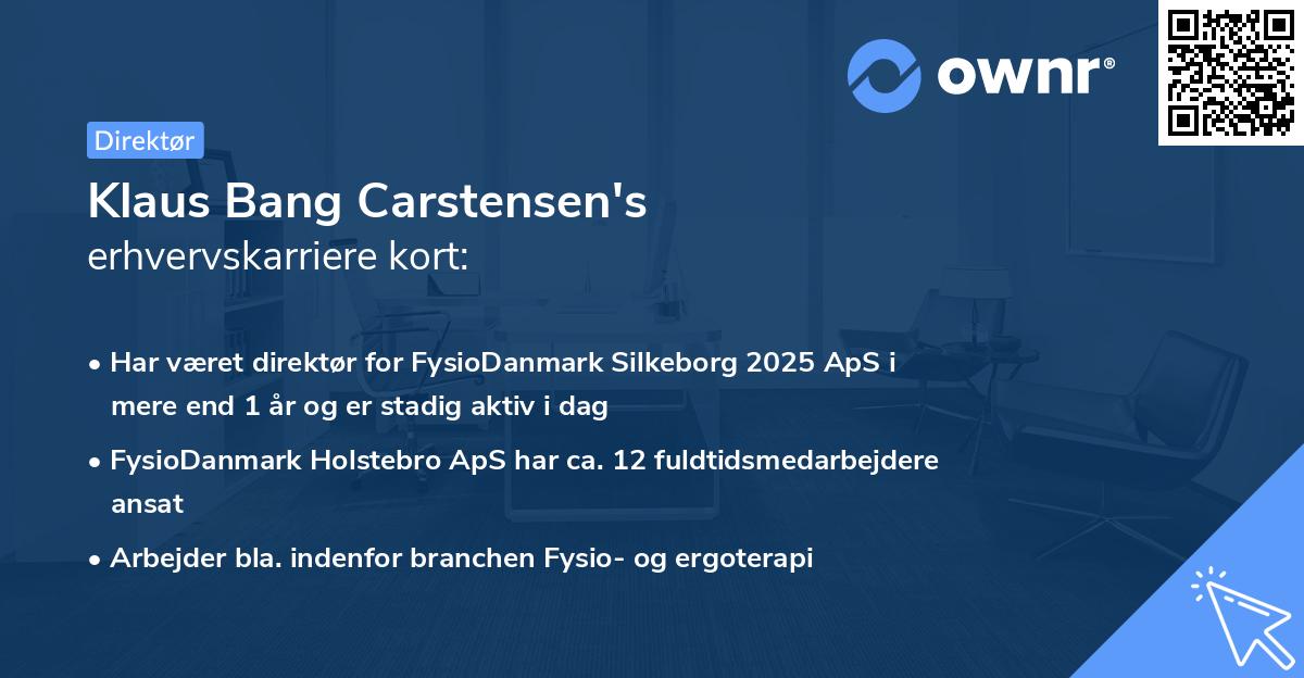 Klaus Bang Carstensen's erhvervskarriere kort
