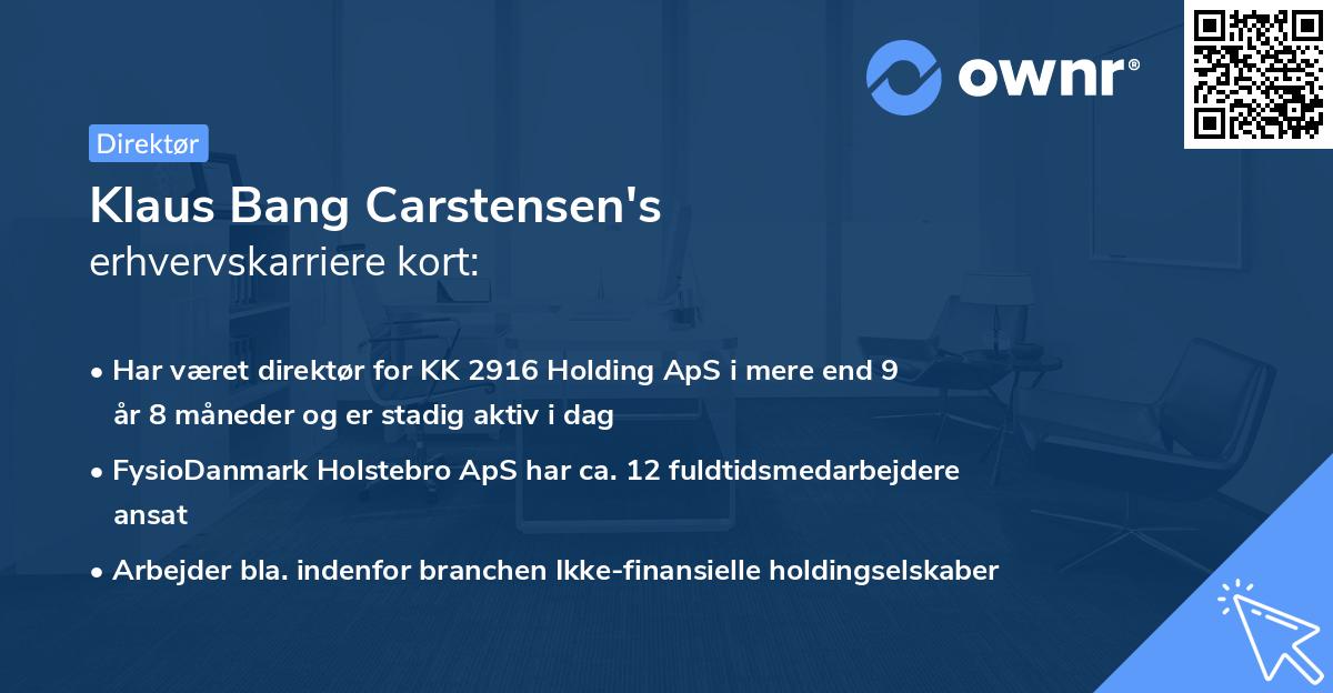 Klaus Bang Carstensen's erhvervskarriere kort