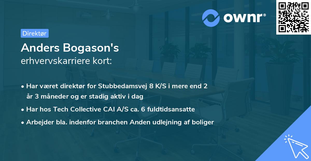 Anders Bogason's erhvervskarriere kort