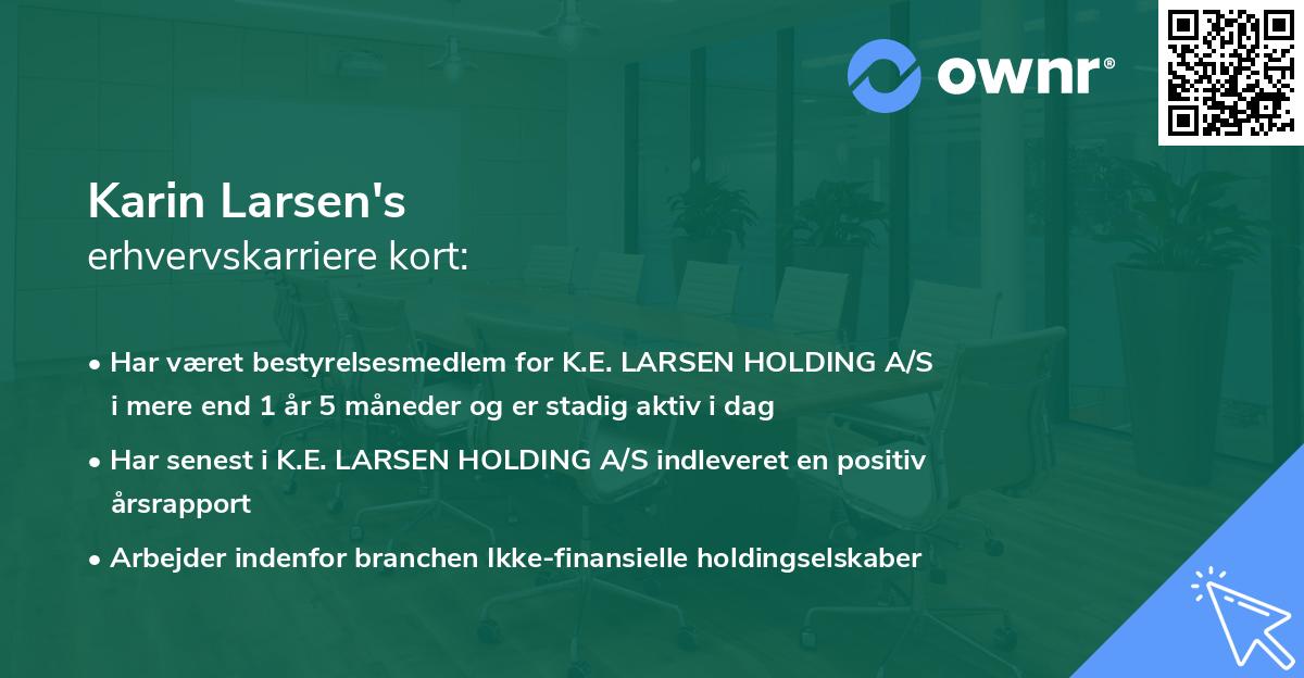 Karin Larsen's erhvervskarriere kort