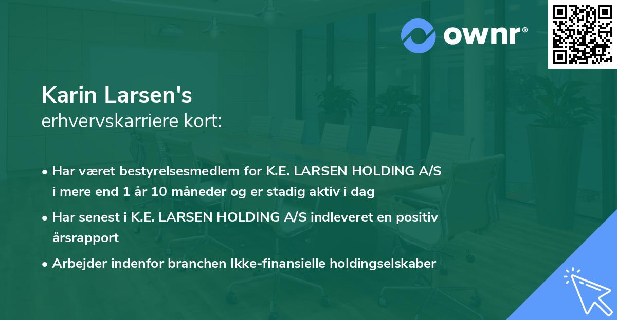 Karin Larsen's erhvervskarriere kort