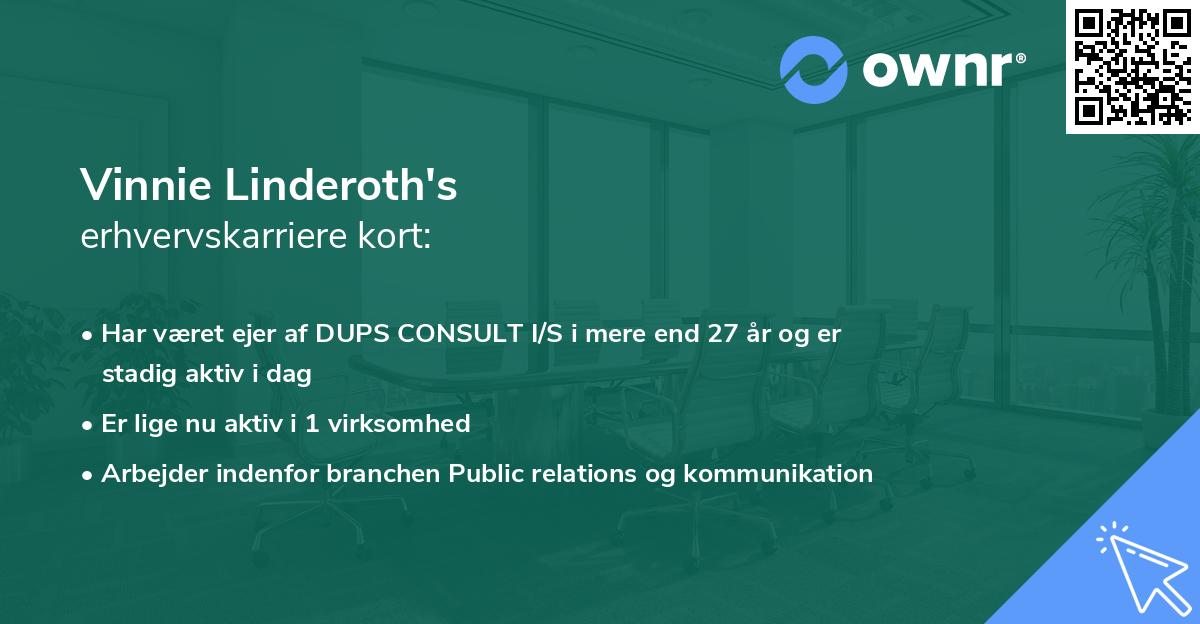 Vinnie Linderoth's erhvervskarriere kort