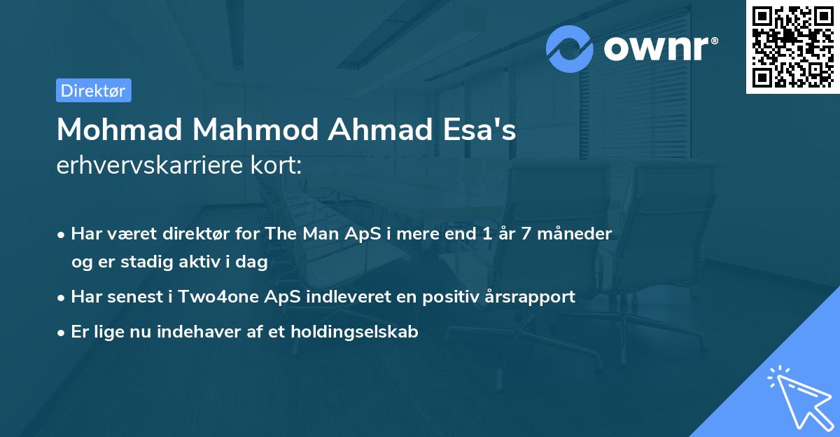 Mohmad Mahmod Ahmad Esa's erhvervskarriere kort