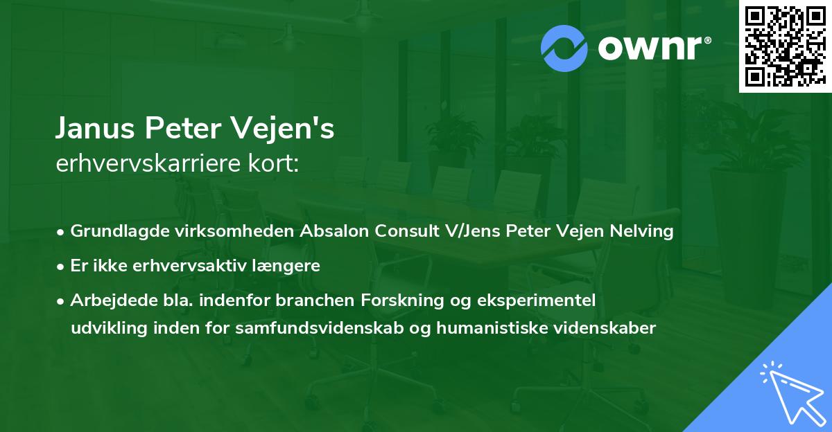 Janus Peter Vejen's erhvervskarriere kort
