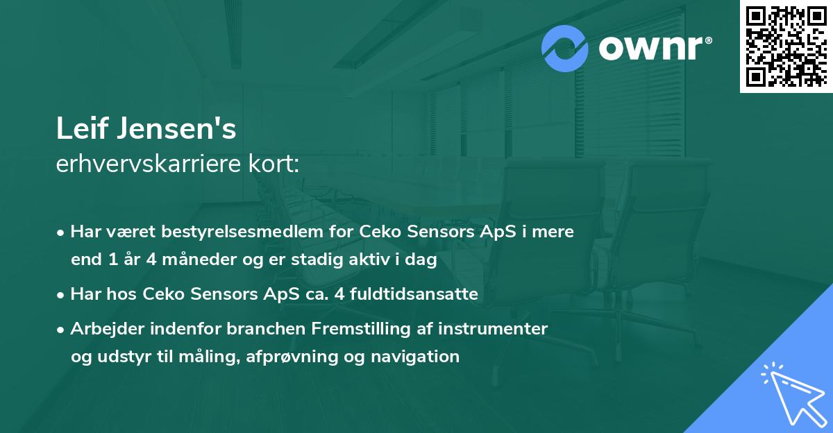 Leif Jensen's erhvervskarriere kort