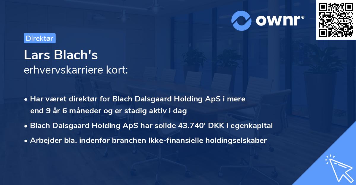 Lars Blach's erhvervskarriere kort