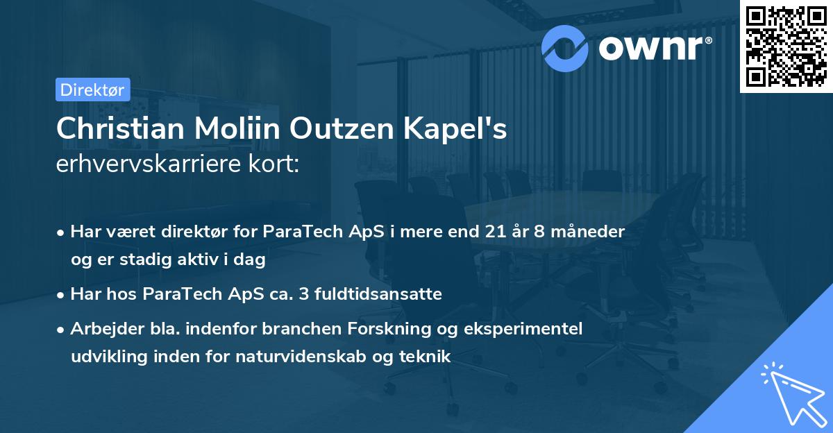Christian Moliin Outzen Kapel's erhvervskarriere kort