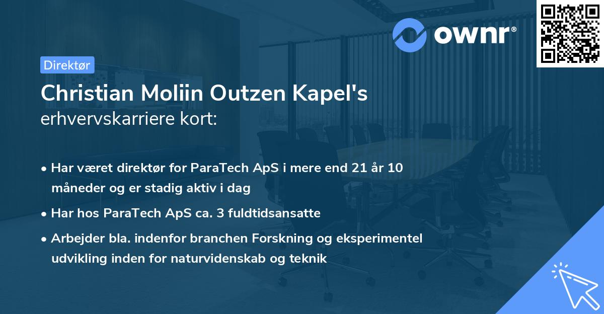 Christian Moliin Outzen Kapel's erhvervskarriere kort