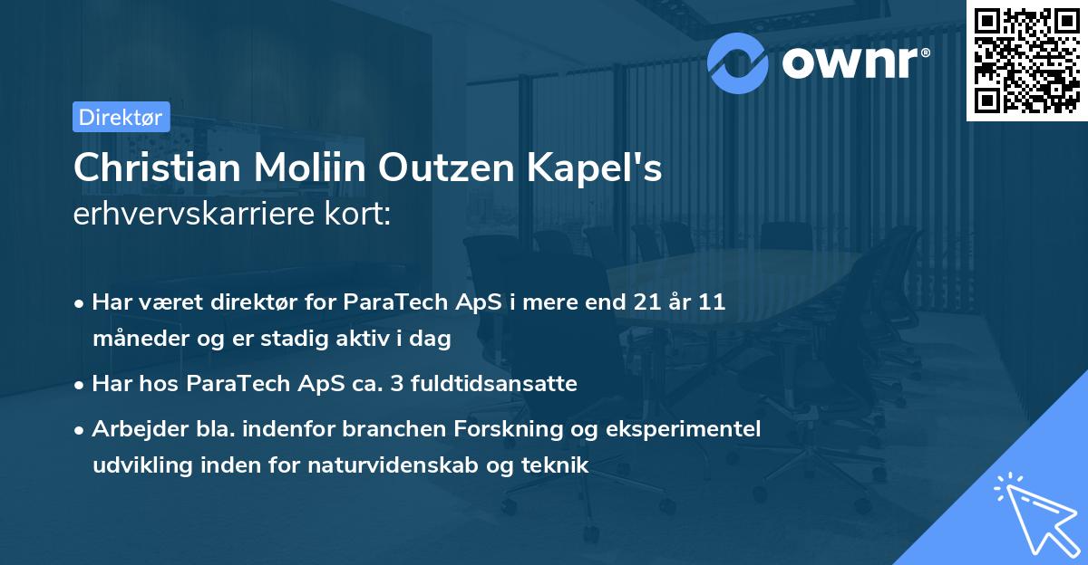 Christian Moliin Outzen Kapel's erhvervskarriere kort