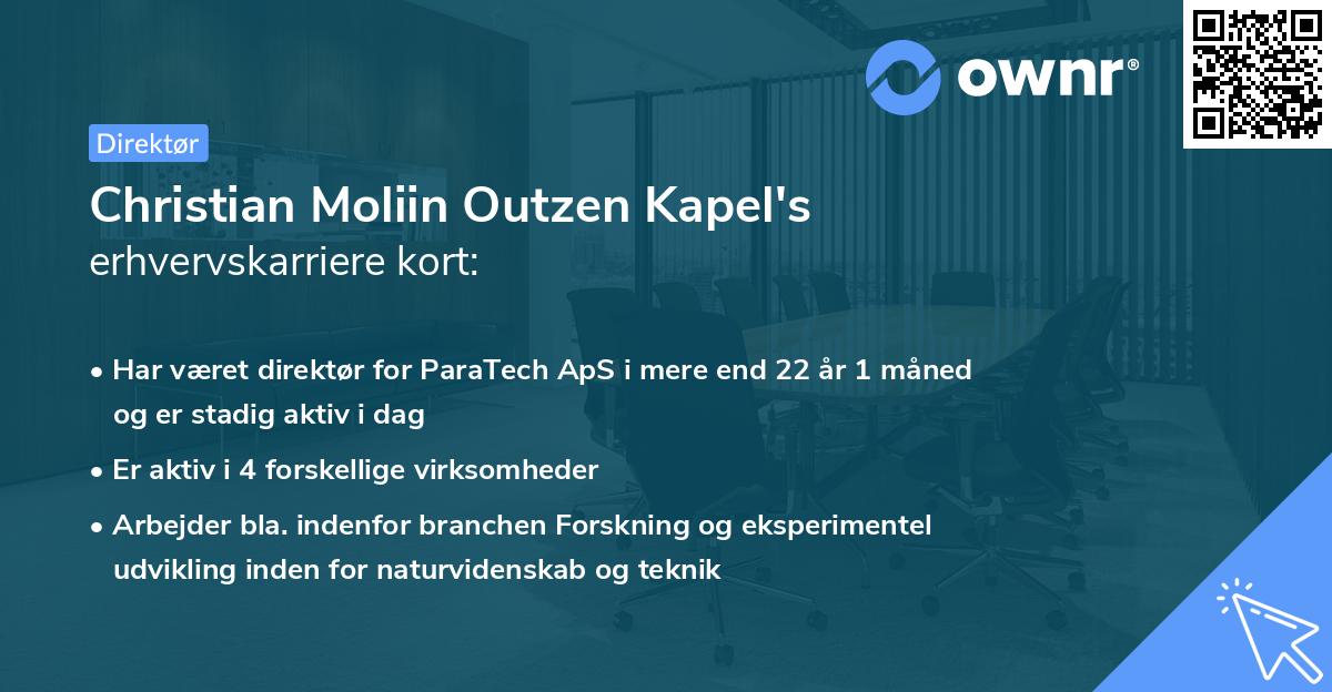 Christian Moliin Outzen Kapel's erhvervskarriere kort