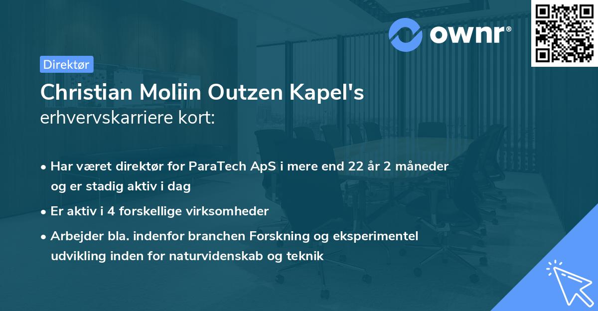 Christian Moliin Outzen Kapel's erhvervskarriere kort