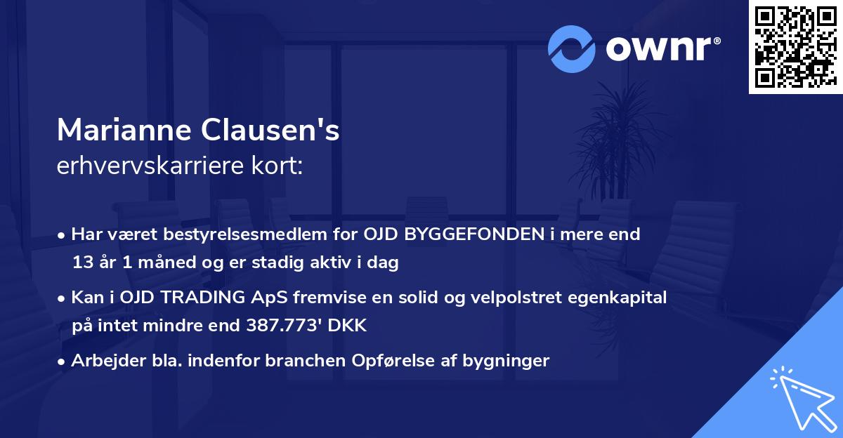 Marianne Clausen's erhvervskarriere kort