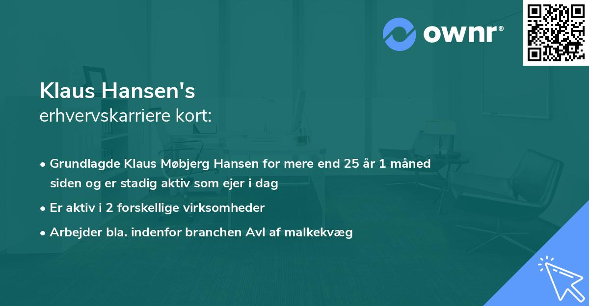 Klaus Hansen's erhvervskarriere kort