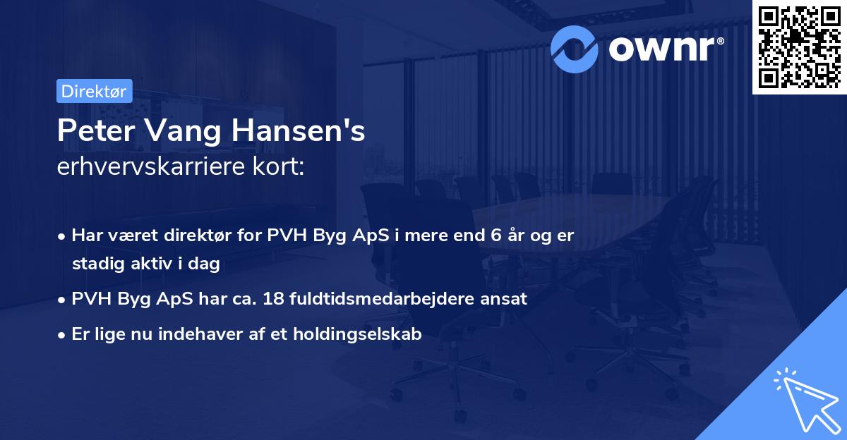 Peter Vang Hansen's erhvervskarriere kort