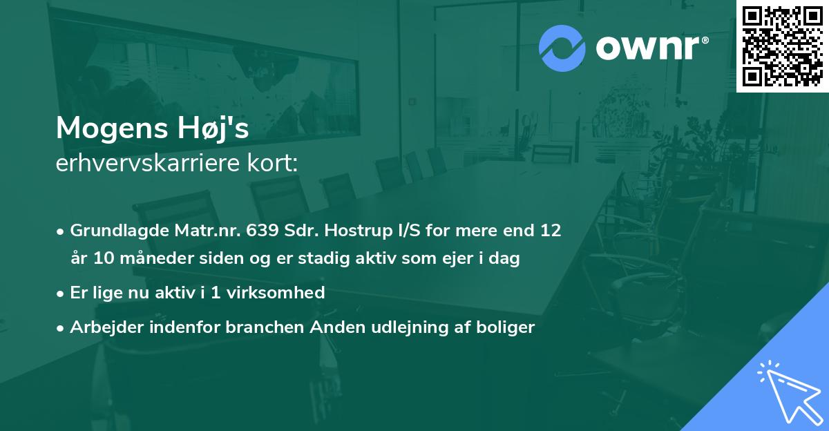 Mogens Høj's erhvervskarriere kort