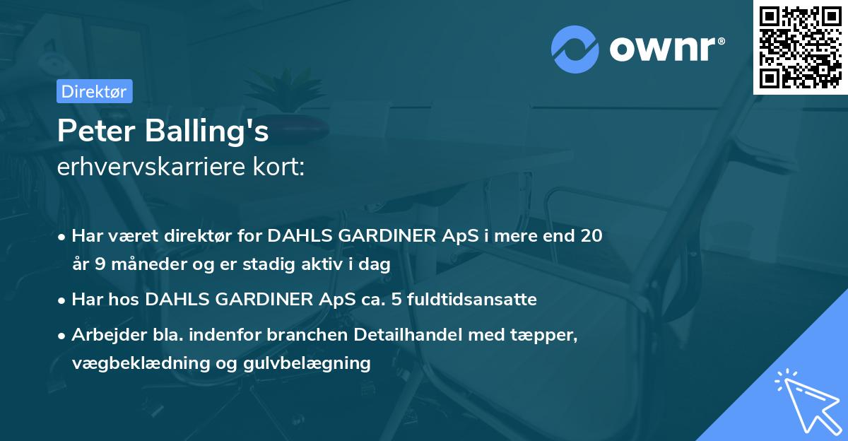 Peter Balling's erhvervskarriere kort