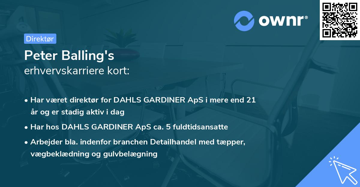 Peter Balling's erhvervskarriere kort