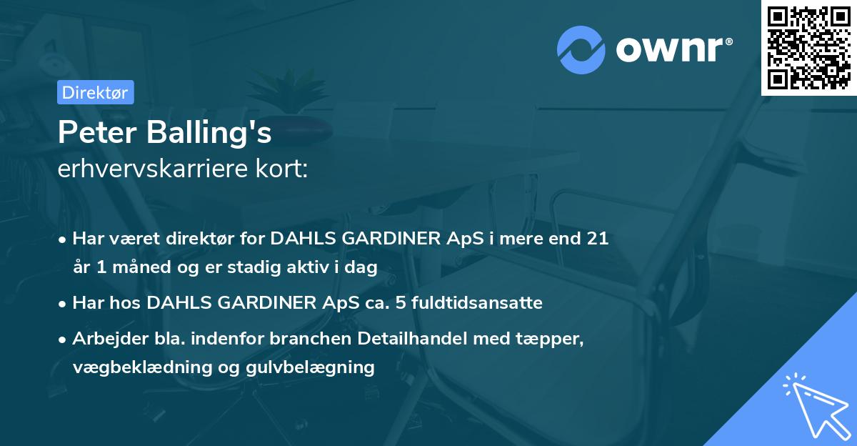 Peter Balling's erhvervskarriere kort