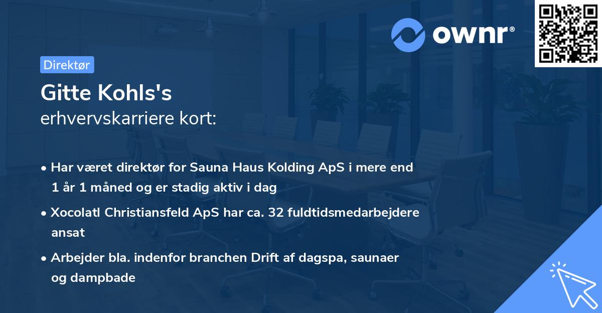 Gitte Kohls's erhvervskarriere kort