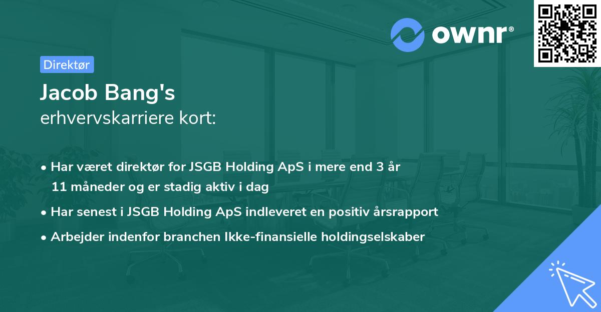 Jacob Bang's erhvervskarriere kort