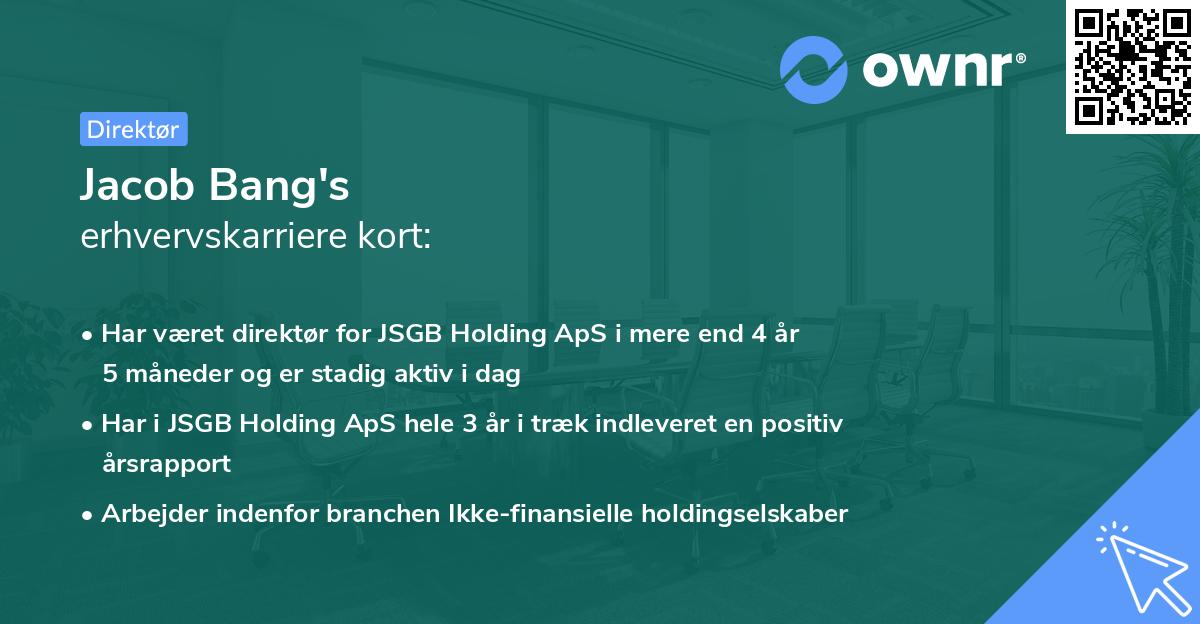 Jacob Bang's erhvervskarriere kort