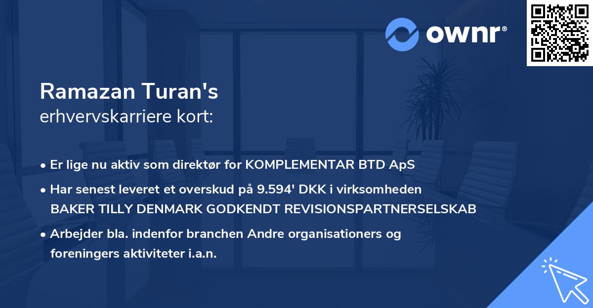 Ramazan Turan's erhvervskarriere kort