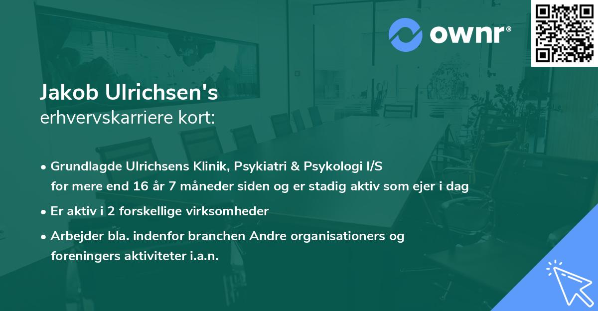 Jakob Ulrichsen's erhvervskarriere kort
