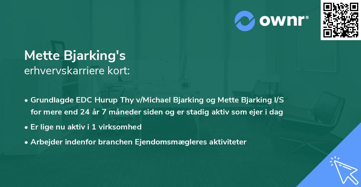Mette Bjarking's erhvervskarriere kort