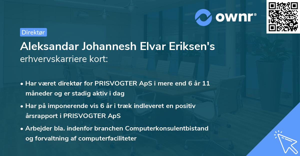 Aleksandar Johannesh Elvar Eriksen's erhvervskarriere kort